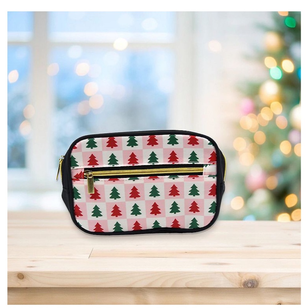 Festive Tree Print Pouch NWT Fanny Pack